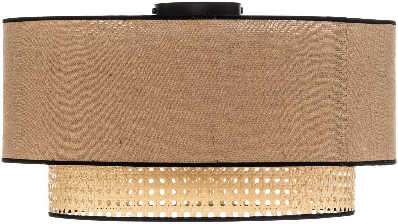 Deckenlampe Boho Duolla, dimmbar, Holz hell, für Wohn- / Esszimmer, Textil / Stoff / Seide, Landhaus / Rustikal, Deckenlampe
