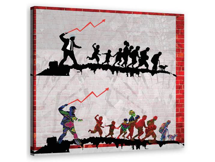 Feeby Wandbild banksy die peitsche, Orange, Abstrakt, Rechteckig, 50x50 cm, Bilder & Rahmen, Bilder, Leinwandbilder