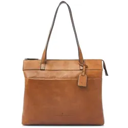 Castelijn & Beerens Lia Shopper Tasche RFID Schutz Leder 45 cm Laptopfach  braun