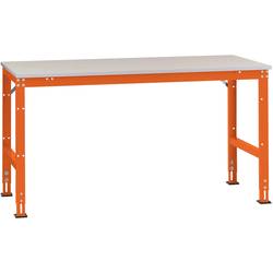 Manuflex AU4047.2001 Arbeits-Grundtisch UNIVERSAL Standard mit Kunststoffplatte, BxTxH = 1500x600x760-870 mm Rotorange (RAL 2001)