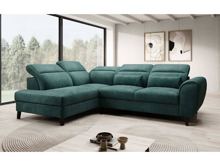 Designer Ecksofa Nobile mit verstellbarer Rückenlehne - Samt - Dunkelbraun - Links - Luxusbetten24