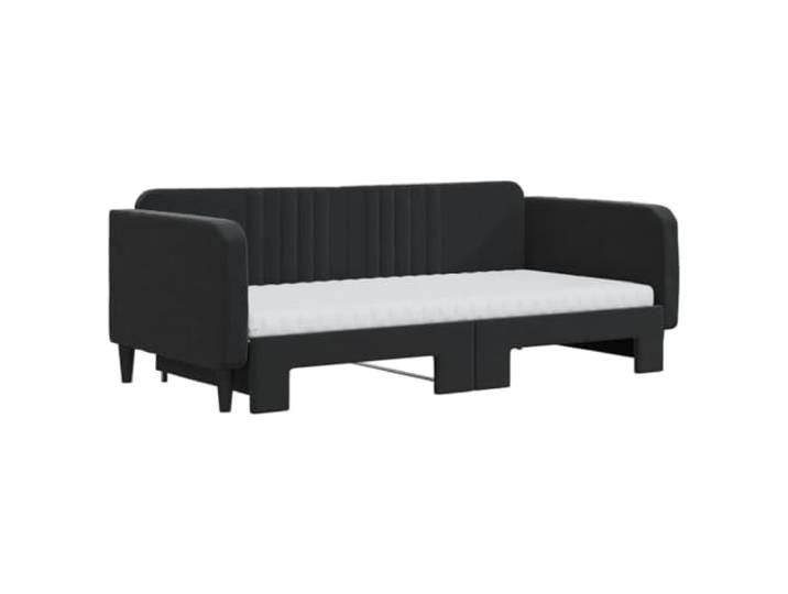 KTHLBRH Ausziehbares Schlafsofa, schwarz, Samt, 2 Matratzen, 90 x 190 cm Gestell aus Holz und Metall, Lattenrost, modernes Design, 213 x 192,5 x 75 cm ausgefahren