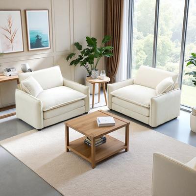 ZWYO HOSIMU Corduroy Deep Seat Sofa Chair Set with Memory Foam Cushions (2-Seater)