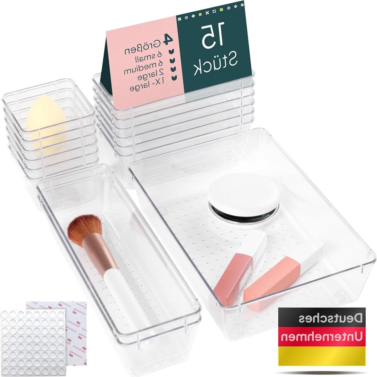 15-delige lade-organizer set voor keuken, badkamer of bureau
