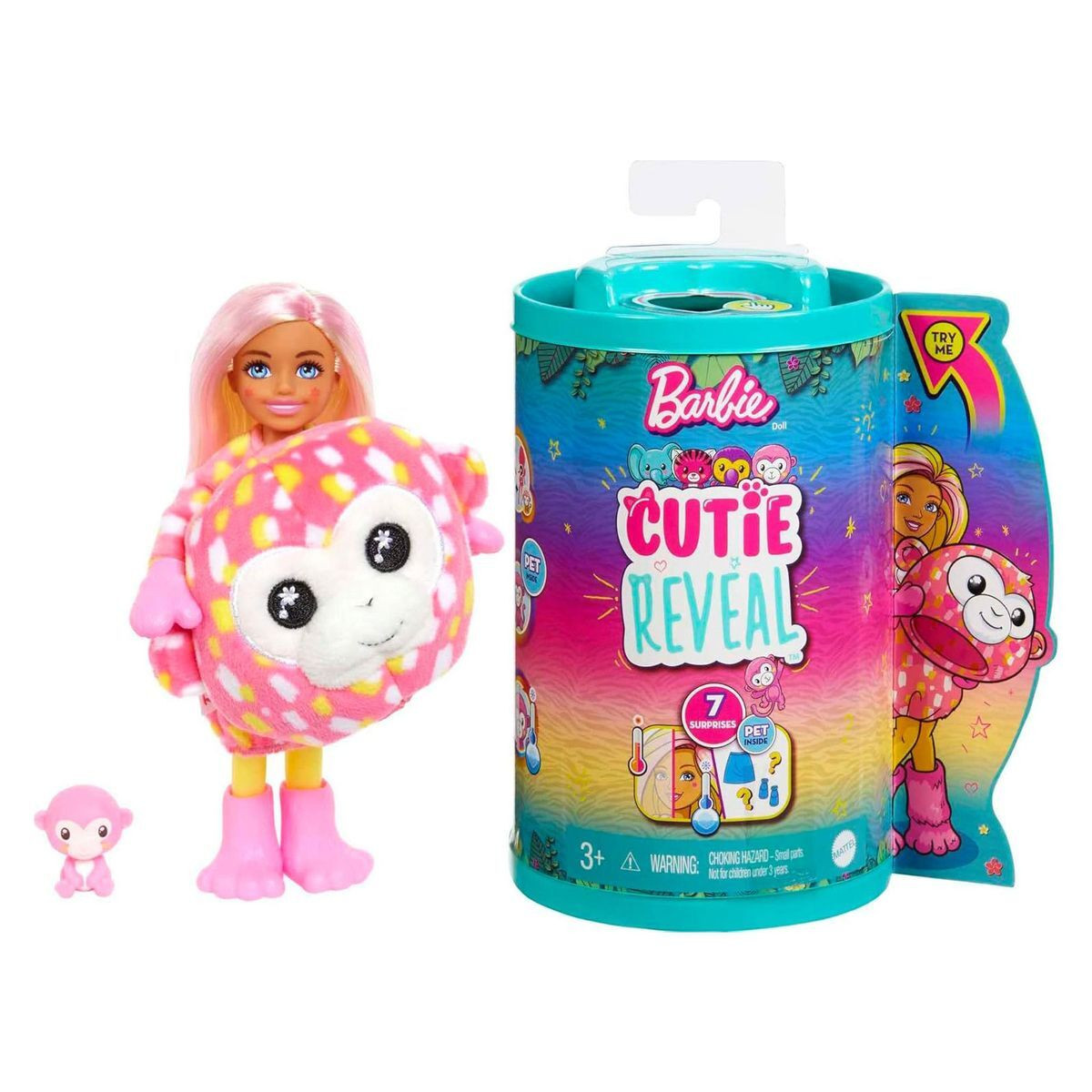 Mattel Barbie Cutie Reveal Chelsea pop met aaptenue jungle-serie