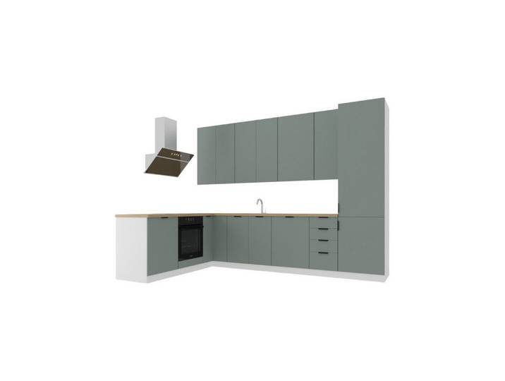 ROYAL24_MARKT Winkelküche K52-G330 - Sorento - Ergonomisches Design zum Kochen und Reinigen, (Komplett Set), Zeitlos - Exklusiv - Top Qualität.