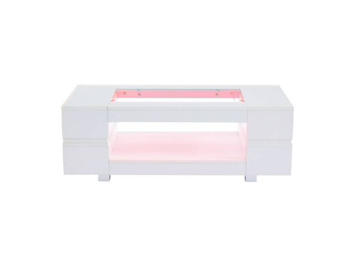 Thanaddo Couchtisch LED-Couchtisch, doppelschichtiger Hochglanz-Hohl-Designtisch