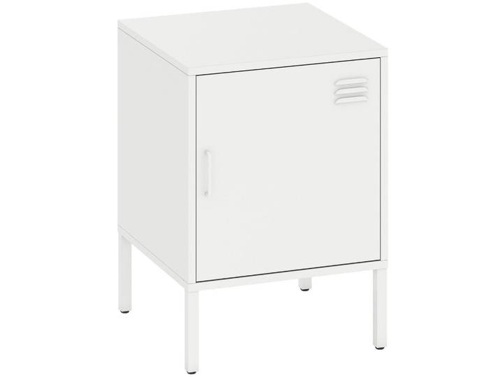 Homcom Nachttisch Stahl Weiß, Metall, 40x56x40 cm, Schlafzimmer, Nachtkästchen