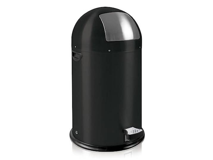 PROREGAL Stilvoller eleganter Abfalleimer mit starkem Fußpedal und verzinktem Inneneimer 33 Liter, HxØ 70x35cm Schwarz
