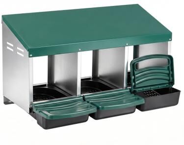 Costway 3-Compartment Roll Away Chicken Nesting Box for Egg Collection with Removable Trays and Landing Steps-Green