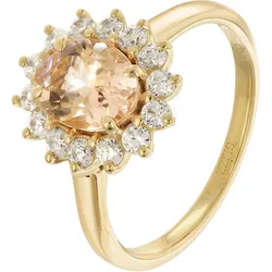 GLIZZ GL1137-09 Damenring Gelbgold 375/9K mit Rosa Morganit und Zirkonia, 54/17,2