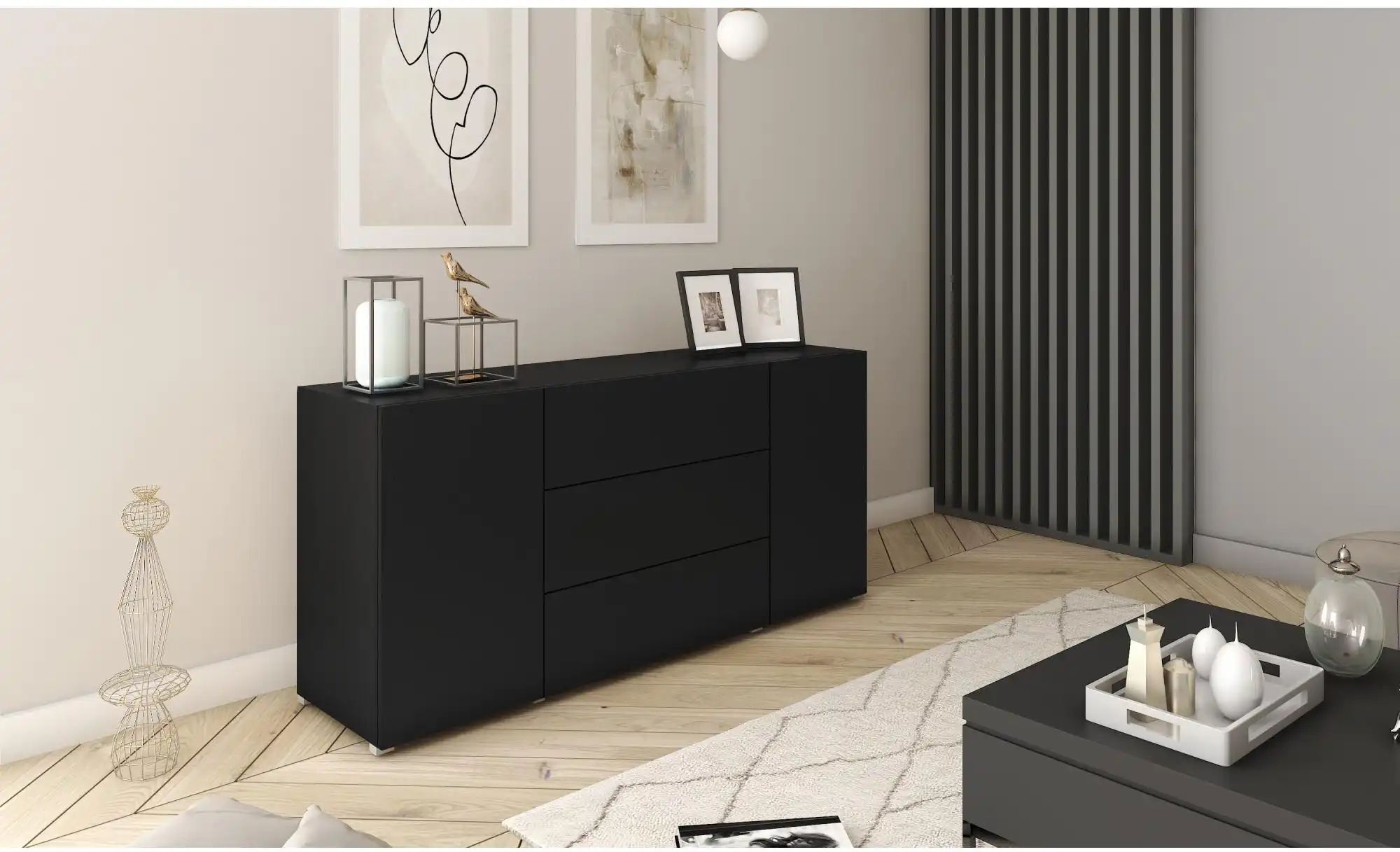 Höffner Sideboard  Berlin ¦ schwarz ¦ Maße (cm): B: 150 H: 68