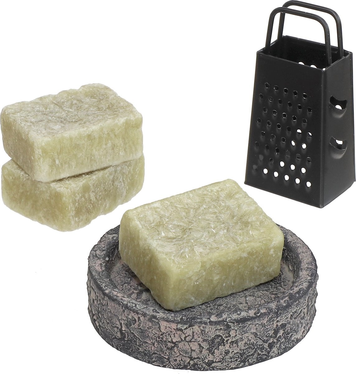 Comforder 3 Amberblokjes Jasmijn - Geurblokjes Set met Schaaltje, Rasp en Geurzakje - Giftset