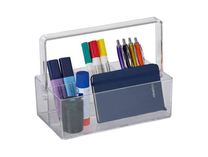 Relaxdays Transparenter Organizer mit Griff 2x