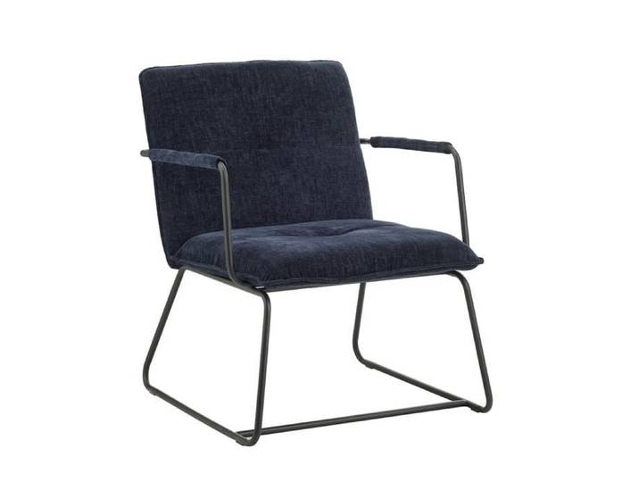 Fauteuil Hailey bleu chenille - DIMEHOUSE - 1 place - Industriel - Loft - Avec accoudoirs