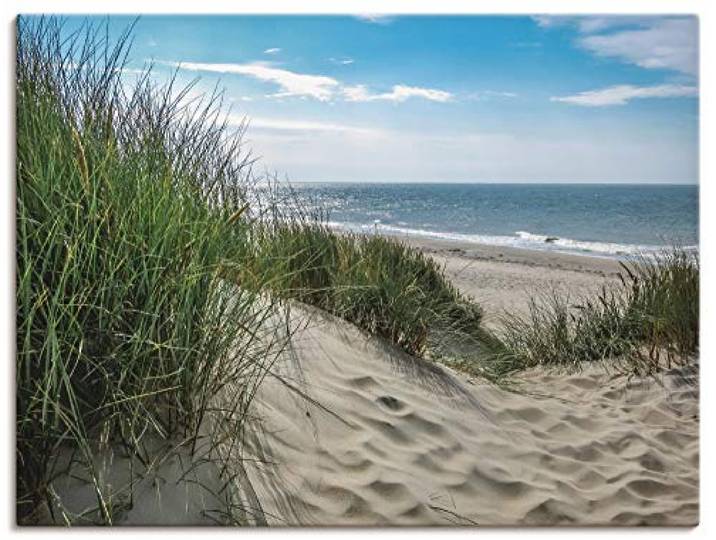 ARTLAND Wanddeko Leinwand Bilder Wandbild 60x45 cm Strand Meer Küste Nordsee Maritim Düne Sommer Modern T1OE