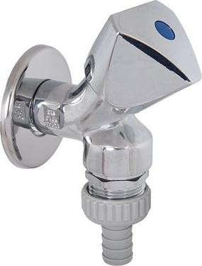 SCHLÖSSER JS Aansluitstuk voor apparaten, recht, 3-weg SV, groot, DN15, 1/2 inch, gepolijst chroom, DVGW-gekeurd