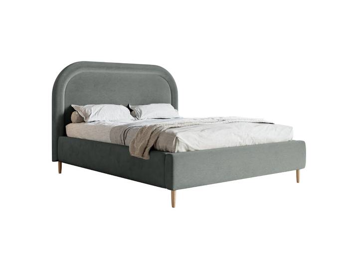 Gepolstertes Bett 180x200 cm Loreo mit Stauraum, grauer,