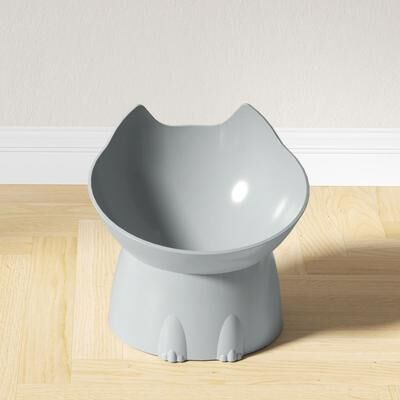 Uplifted Goods Elevated Cat Feeding Bowl With Tilted Design For Comfortable Eating grey