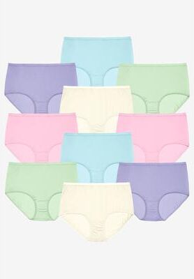 Plus Size Women's Full Coverage Classic Nylon Brief Pack by Comfort Choice in Pastel Pack (Size 10) Underwear