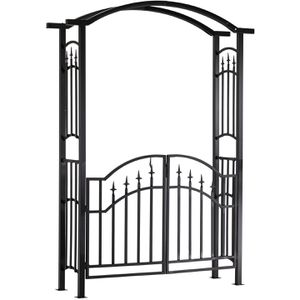 DEMA Rosenbogen Freiburg, schwarz, mit Tür, aus Metall, freistehend, 160 x 218 x 40 cm