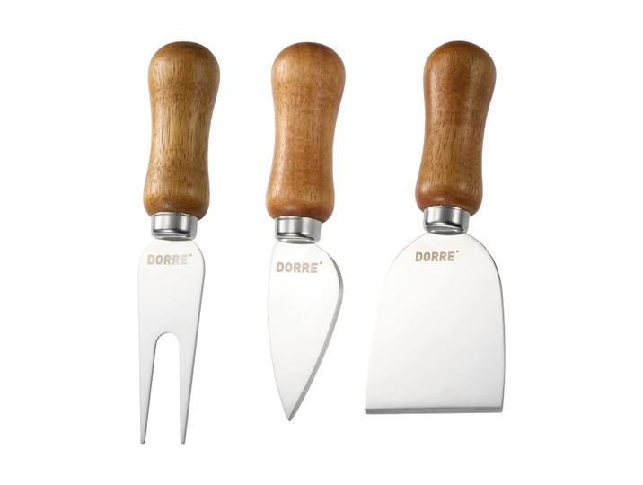 Dorre Set de couteaux à fromage Olva Bois d’acacia, acier inoxydable, 3 pièces, 13 cm