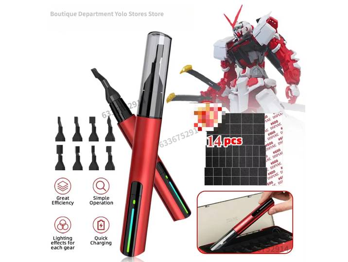 ES-A modèle en plastique ponceuse alternative bricolage électrique USB Charge stylo de meulage têtes de ponçage papier de verre outils d'artisanat militaire