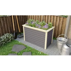 Karibu Hochbeet terragrau 690x1330x820 mm Hochbeet Pflanzkasten Frühbeet Gartenbeet