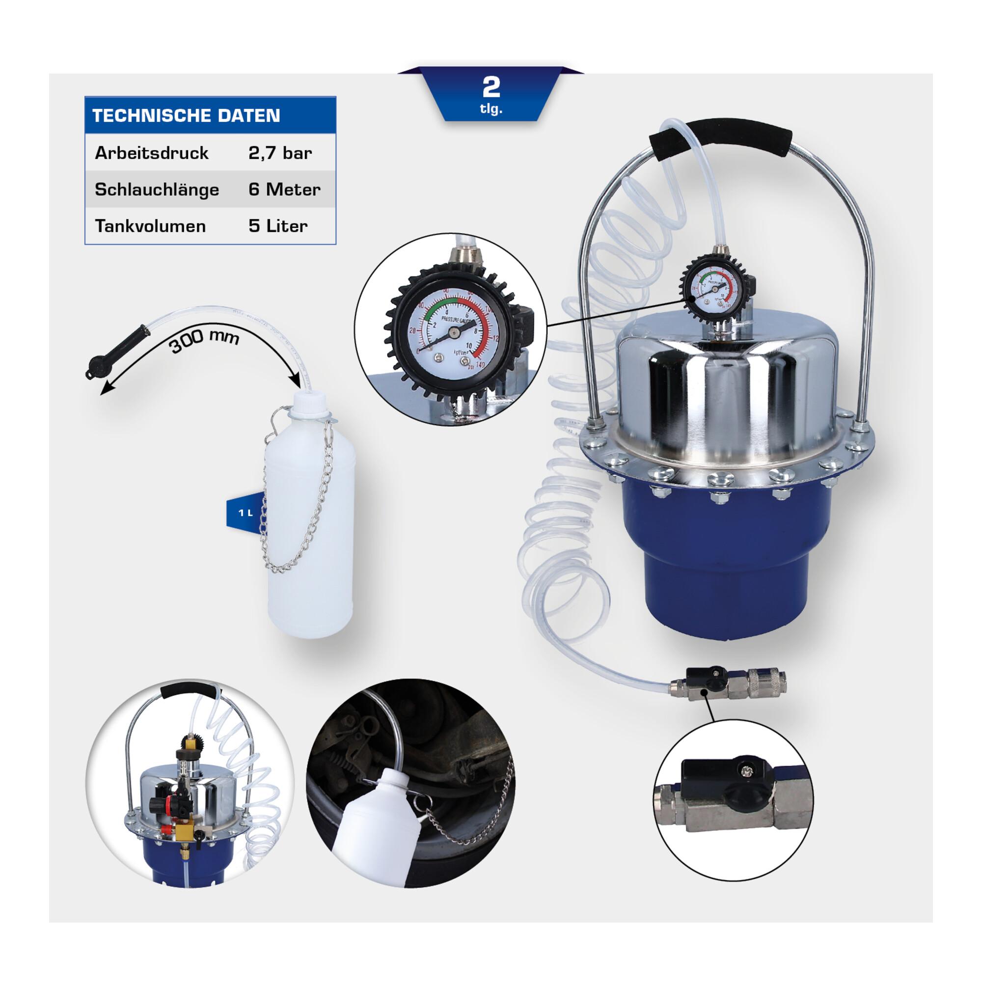 Brilliant Tools Druckluft-Bremsentlüftungsgerät mit Auffangflasche (BT701260)