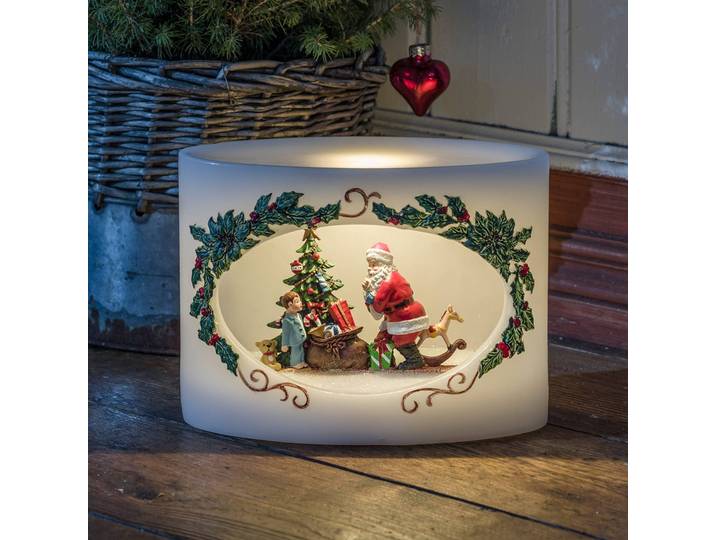 Konstsmide Christmas Echtwachskerze LED Weihnachtsmann mit Kind, Multicolour
