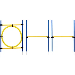 3-teiliges Agility Sprung-Set, mit 2 Hürden und Sprungreif