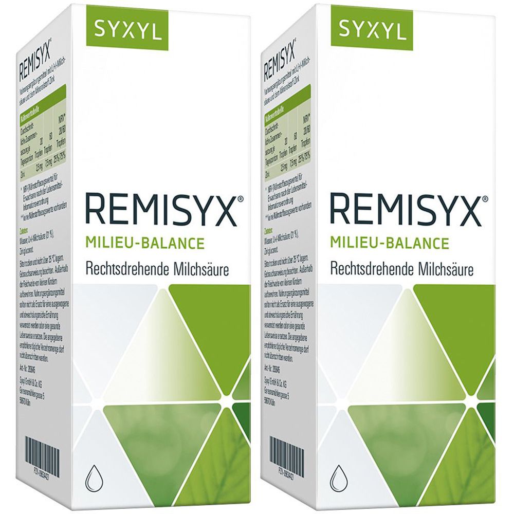 Syxyl Remisyx mit rechtsdrehender Milchsäure zur Ansäuerung des Darms. Doppelpack 2x100 ml Tropfen