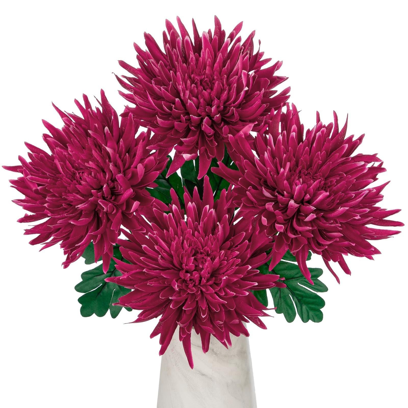 Set van 4 kunstmatige chrysanten voor decoratie