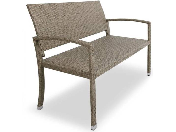 Deuba Banc de Jardin en polyrotin Crème résistant aux UV et aux intempéries Mobilier Meuble siège terrasse Balcon