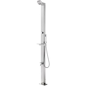 vidaXL Gartendusche 315939, Kaltwasserdusche, silber, 220 cm, aus Edelstahl, mit Handbrause