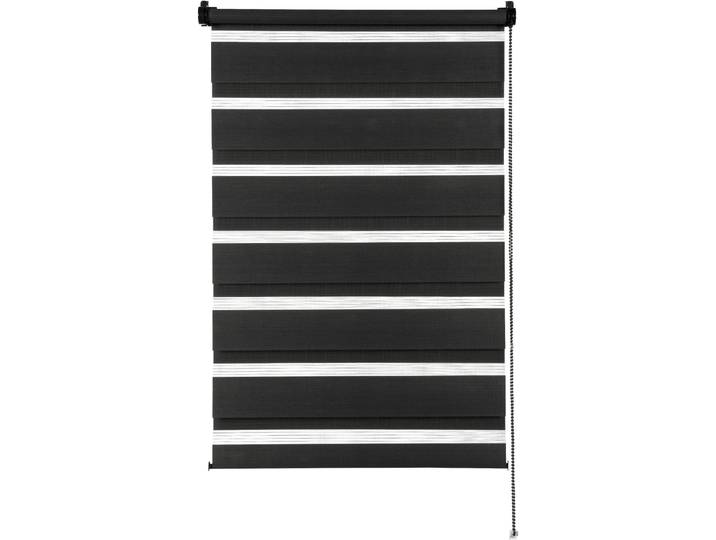 Doppelrollo GARDINIA Easyfix , schwarz, B:45cm H:150cm, Polyester, Rollos, Doppelrollo, segmentweise gewebter Stoff