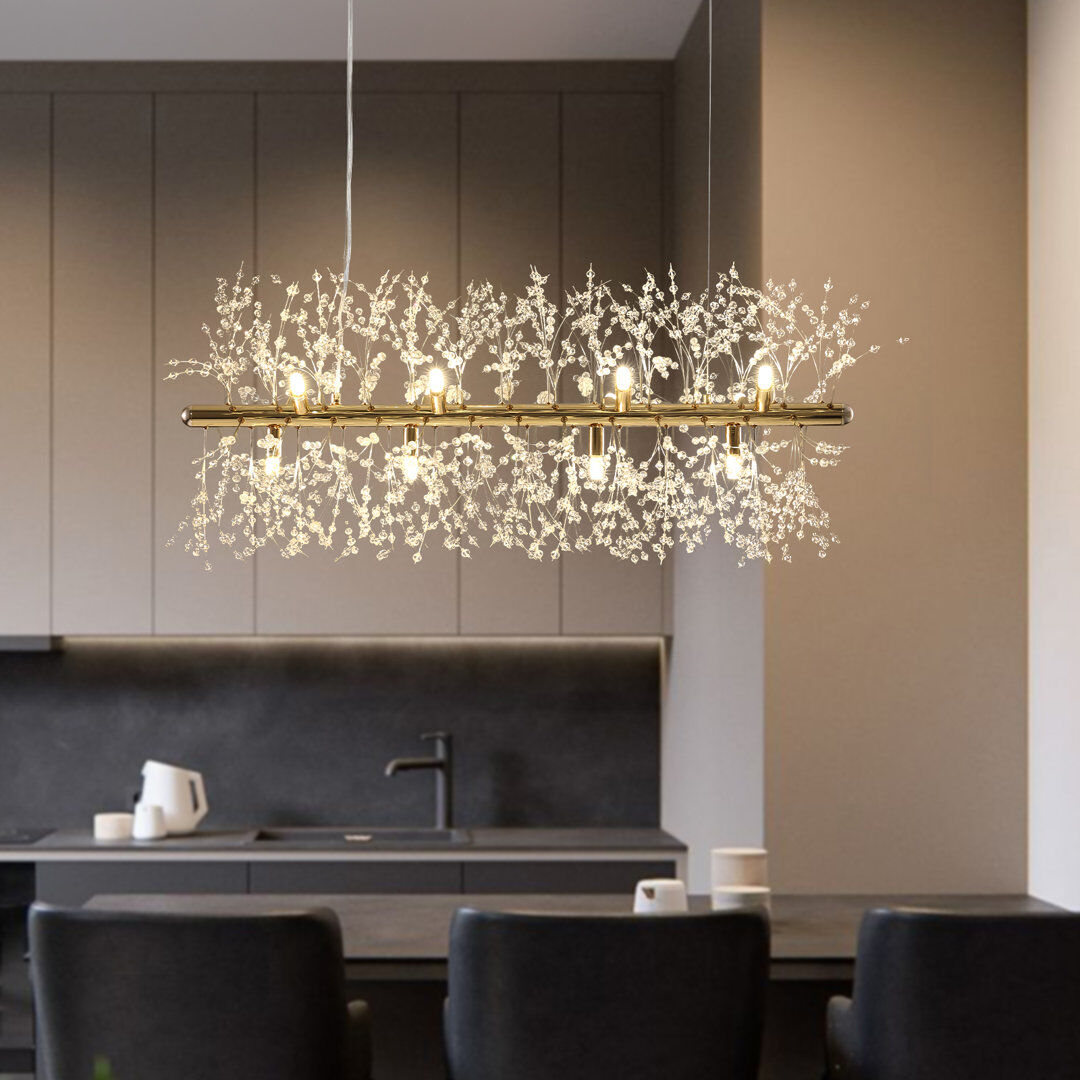Fairmont Park Adessa Mchugh Starburst Kitchen Island Linear Pendant Crystal Firework Chandelier Gold 40cm H X 92cm W