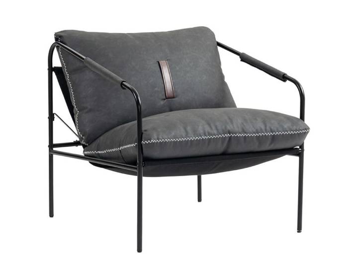 CollaHausse Fauteuil Salon Moderne Lecture Similicuir Housse Amovible Gris Anthracite