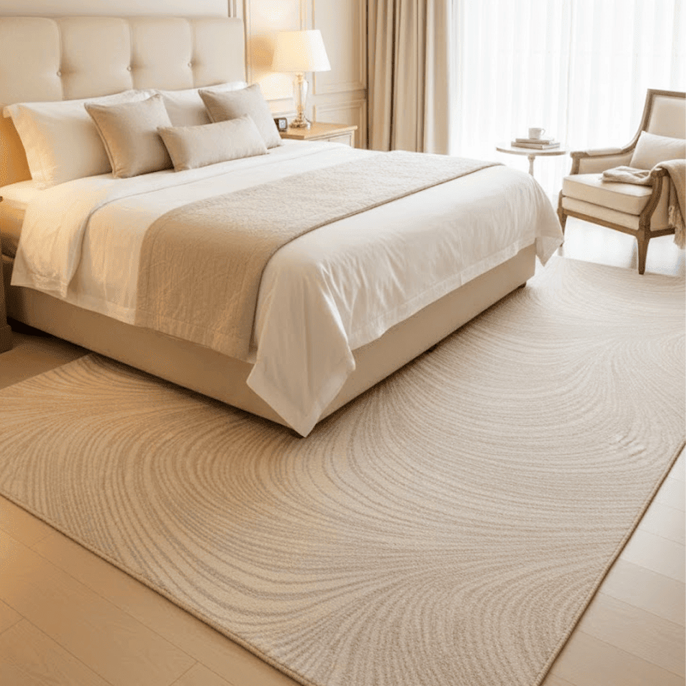 Braun Beige Swirl Pattern Abstract Rug, 366 x 274cm