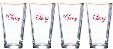 Gibson Home Cherry 4 Piece 16 Ounce Gold Rim Beer Glass Set