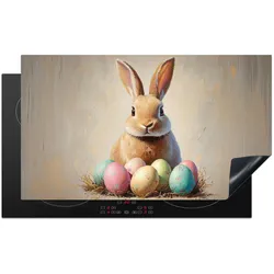 HERDABDECKPLATTE Osterhase - Pastell - Eier Glaskeramikkochfeldabdeckung 90x52 cm