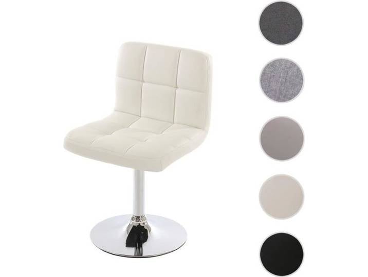 Chaise de salle à manger Kavala pivotante ~ simili cuir blanc base chromée