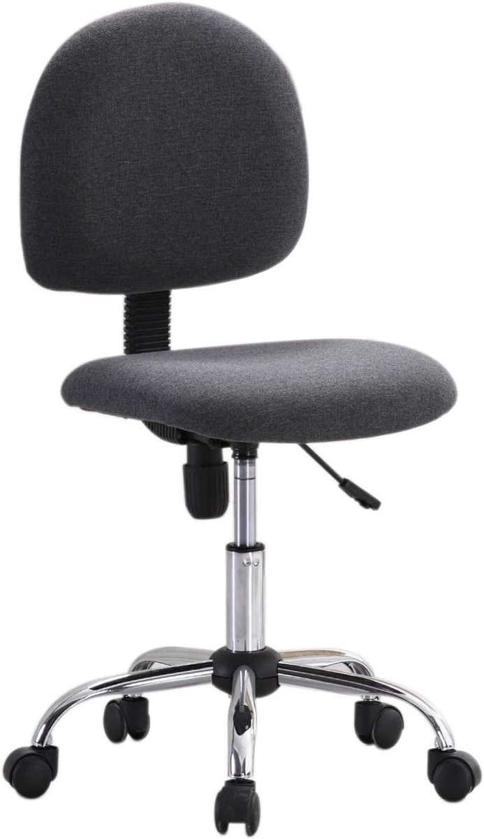 Comfortabele Bureaustoel met Ademend Linnen Kussen en 360 graden Draaifunctie - Grijs - Zithoogte: 39-52 cm