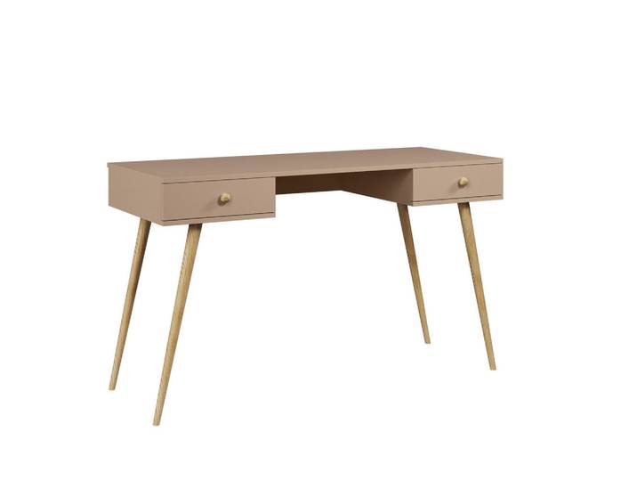 Sepro Meble Schreibtisch Macchiato Skandinavischer Stil Mit Schubladen, Beige, Holz, 135x79x135 cm, Büromöbel, Schreibtische, Schreibtische