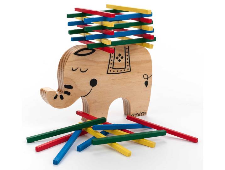 Balans spel Olifant - Spel voor 1 tot 4 spelers - Stokjes op olifant plaatsen zonder te laten vallen