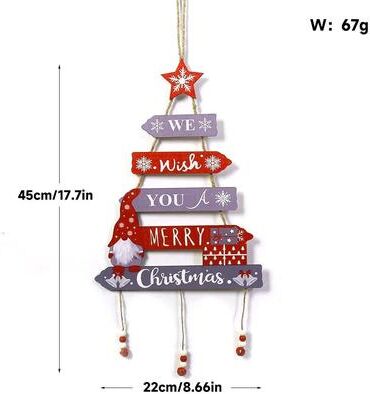 Uplift Treasures Christmas Wooden Hanging Ornament Merry Christmas Tree Pendant b