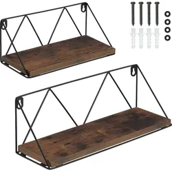tectake 2 Hängeregale Rockport  Industrial Holz Dunkel, Rustikal