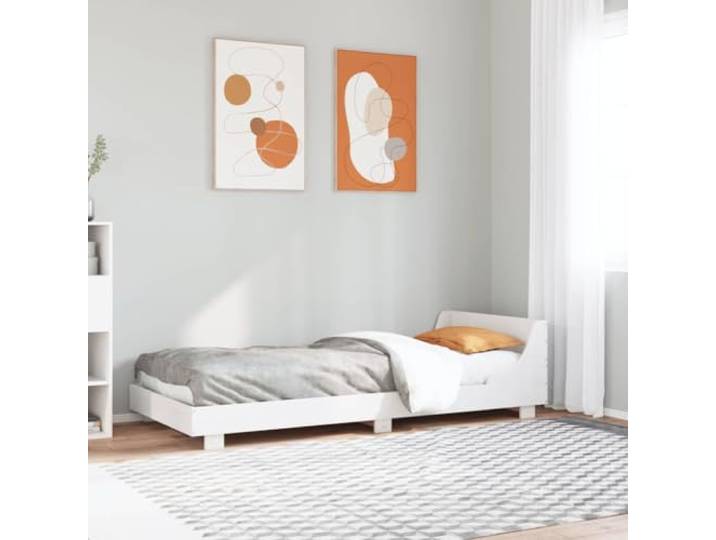 YNGBHFNOP Kiefernholz Lattenrost Kopfteil modern 100x200 cm Weiß Massivholzbett ohne Matratze Weiß 100x200 cm Kiefernholz Bettgestell mit Lattenrost Stabil Holzbett Modern