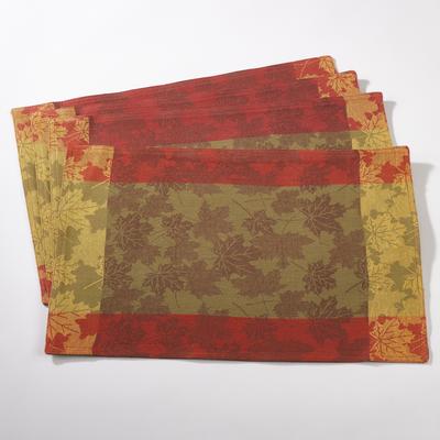 Saro Lifestyle Fall Foliage Design Jacquard Cotton Placemat Set