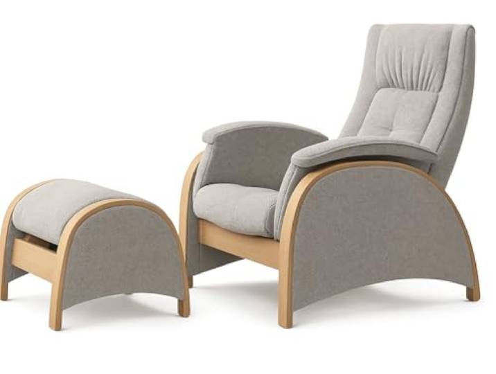 Lounge X Antasette Relaxsessel mit Pouf Pendelmechanismus, modernes Design, Hellbeige, Grau & Natural - Schlafstuhl